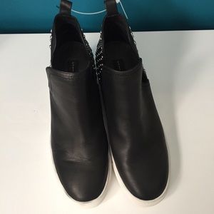 steven by steve madden coin leather and stud wedge sneakers